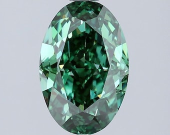 2.00 Carat Oval Fancy Vivid Green VVS2 Lab Created Diamond | IGI Certified Diamond for Custom Ring, Pendant & Bridal Jewellery