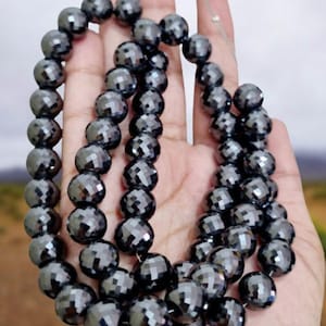 12 MM Black Moissanite Faceted Beads AAA Cut