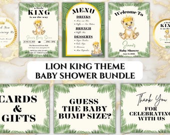 Lion King Baby Shower Bundle: 17 Editable Canva Templates (Digital Download