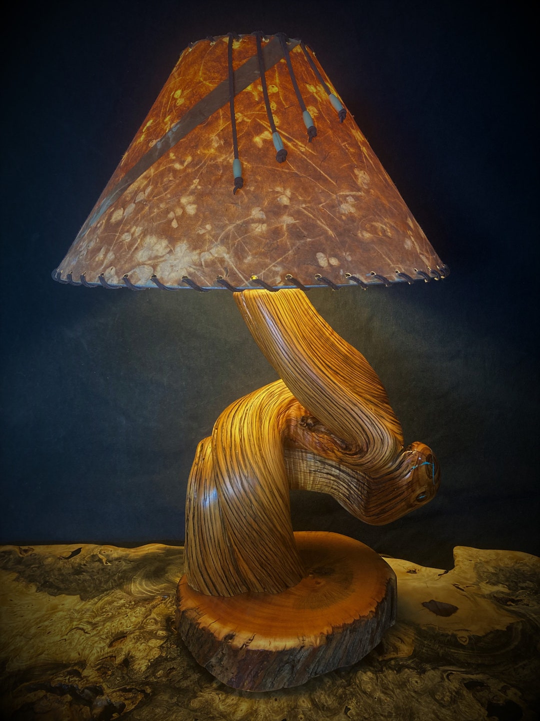 Juniper Table Lamp With Turquoise Inlay Etsy