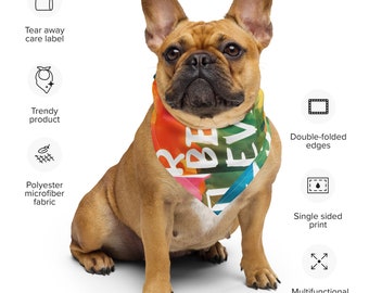 Personalisierbares Hundehalstuch | Regenbogen-Aquarell