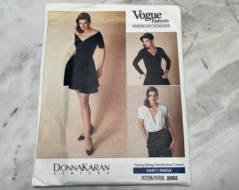 Vintage 1990s Vogue American Designer Donna Karan Pattern 2092 - Size 14