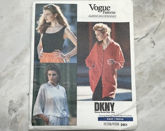 Vintage 1990s Donna Karan Vogue Pattern 2451 - Sizes 12-14-16