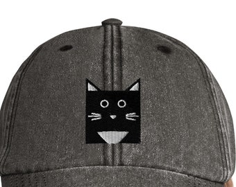 Vintage Hat with a Black & White Cat