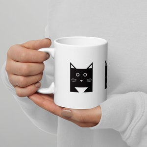 Cute cat mug | white mug | black cat mug | cat lover