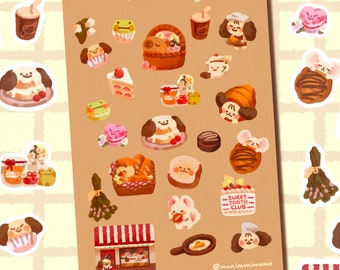 Bakery Aesthetic Sticker Sheet | Bullet Journal Stickers, Cute Planner Stickers, Cute Stationary