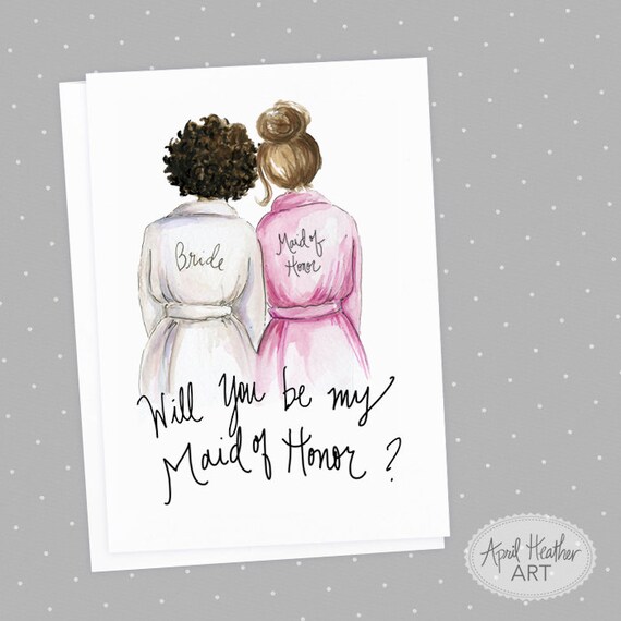 Maid Of Honor Pdf Download Wedding Card African American Etsy