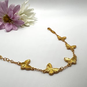 Gold Butterfly Bracelet, Adjustable Butterfly Bracelet, Minimalist Butterfly Bracelet, Gift For Her, Christmas Gift