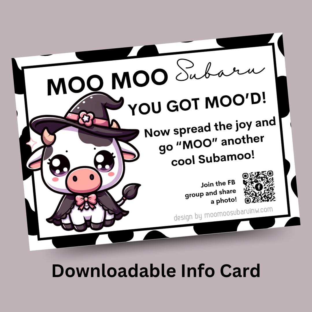 Moo Moo Subaru Witchy Moo Downloadable Info Card single Sided - Etsy