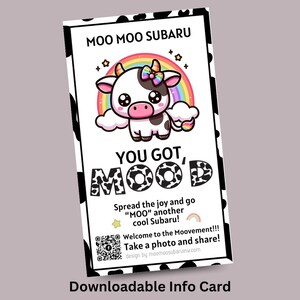Moo Moo Subaru - Rainbow Moo - Downloadable Info Card - Business Card Size