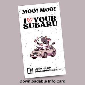 Moo Moo Subaru - Outback Moo II - Downloadable Info Card - Business Card Size
