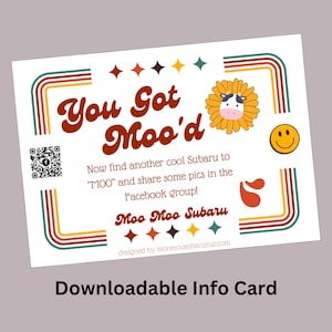 Moo Moo Subaru - Vintage Moo Downloadable and Printable Info Card