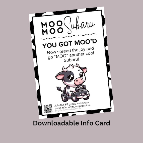 [専用出品] MooO!!MooO!!MooO!! Moo Moo Subaru - Driving Moo Downloadable Info Card *single Sided