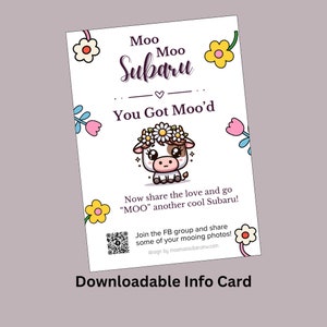 Moo Moo Subaru - Daisy Moo Downloadable Info Card *Single Sided