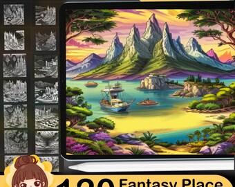 120 Fantasy Place Procreate Stamps: Nature Brush Set