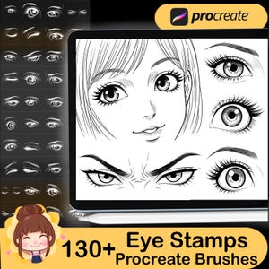 130+ Procreate Eyes Stamp Brushes, Procreate Realistic Anime Eyes Stamps, Procreate Female Manga Eyes, Procreate Cartoon Eyes Stamps