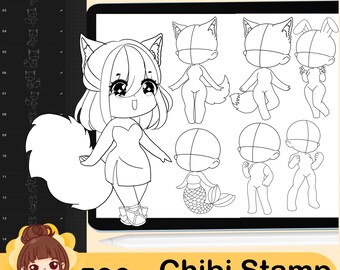 500+ Procreate Chibi Brushes: Cartoon Character Stamps (PDF Pattern)