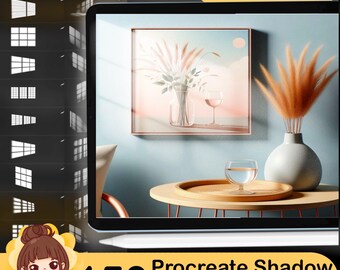 150 Window Shadow Overlays: Procreate Stamps (PDF)