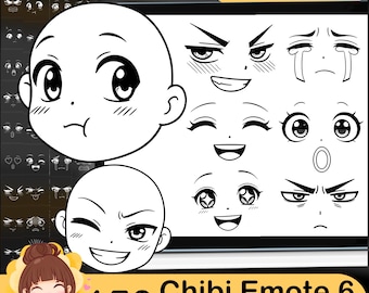 Procreate Chibi Emote Brushes: Anime Manga Head Stamps (Digital Download)