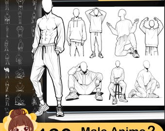 130 Procreate Anime Posen: Charakterstempel Pinsel-Anleitung (Set2)