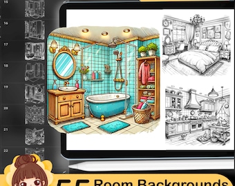 55 Procreate Room Stamps: Background Brush Set (Digital Download)