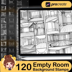 120 Procreate stämplar för tomma rum: Bakgrunder, skisser (digital nedladdning)