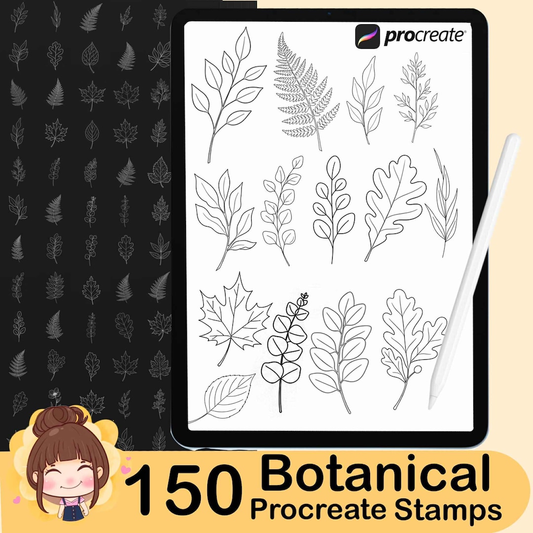 150 Procreate Botanical Leaf Stamps (digital Download) - Etsy