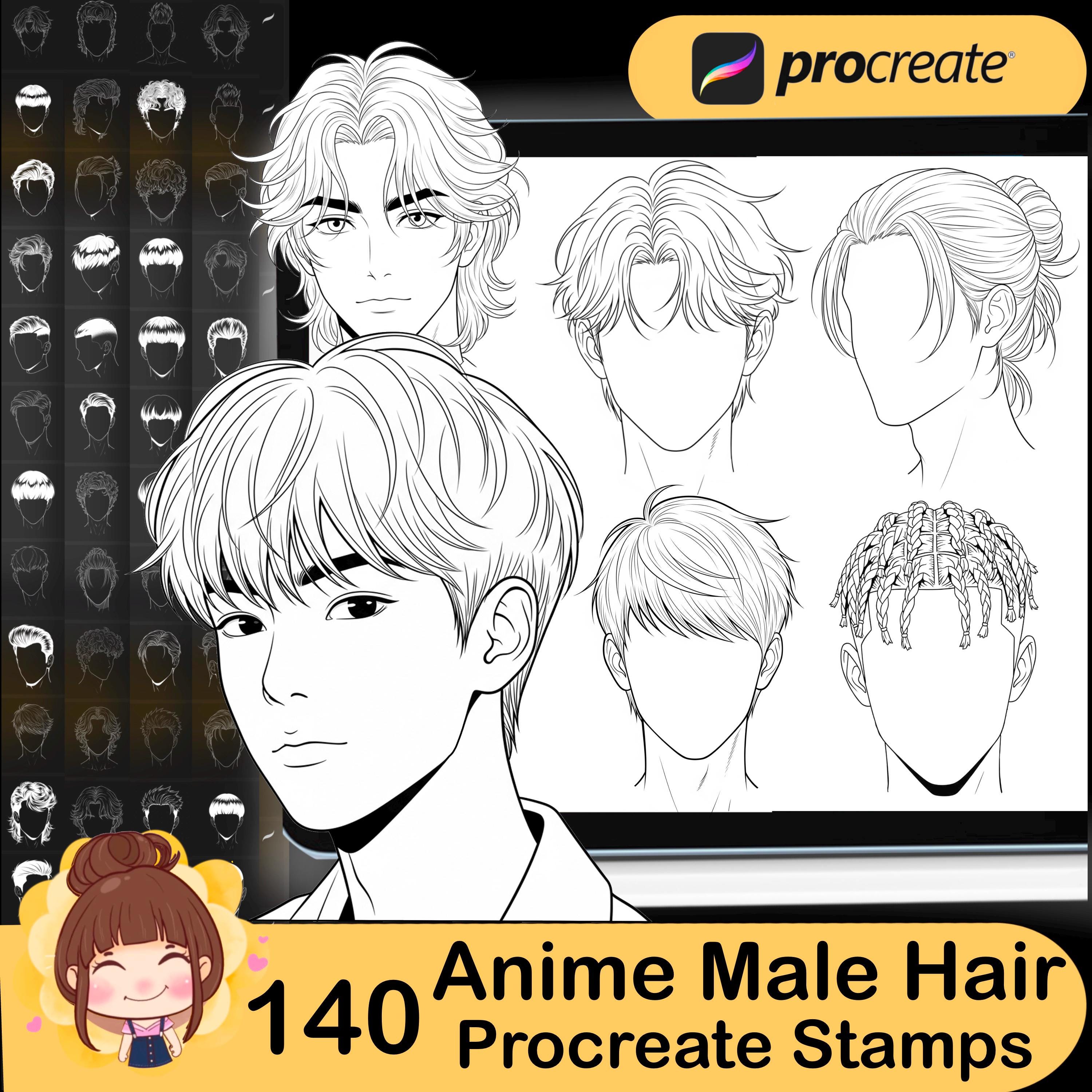 Anime hairstyles boy - Etsy België, image size:3000x3000