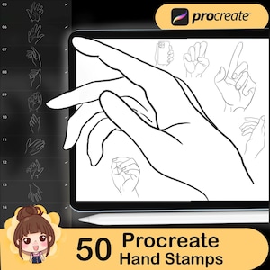 50 Procreate-handstempels, Handen Procreate-stempels, Procreate-handpenselen, Anime-hand, manga, anatomische stempels, handhoudingen, gidsborstels