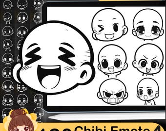 120 Procreate Chibi Emote Brushes: Anime Manga Face Stamps