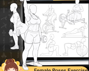 140 Procreate Female Exercise Pose Brushes (Digital Download)