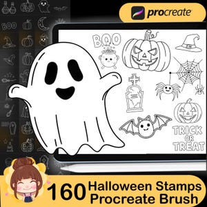 160 Halloween Procreate Stamp Brush, Halloween Procreate, Cute Halloween, Halloween Tattoo, Procreate Brushes, Procreate Bundle