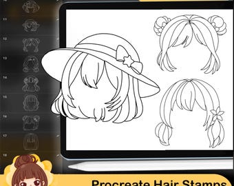 100 Procreate Hair Style Stamps: Haarbürsten für Frauen