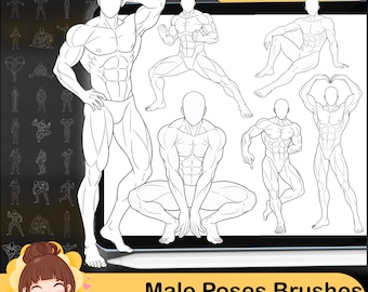 170 Procreate Male Body Poses Stamps (Digital Download)