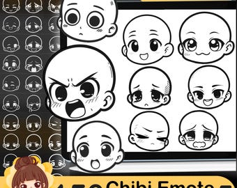 150 Procreate Chibi Emote Brushes: Anime Manga Face Stamps