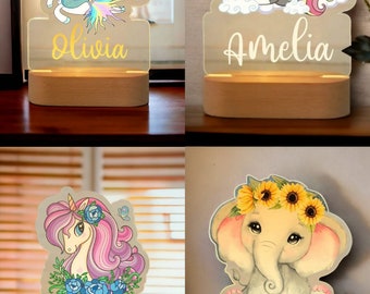 Personalized Children Animal Night Light, Personalized Name Night Light, Custom Gift For Baby, Kids Bedroom Night Light, Animal Night Light