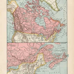 Carte du Canada Gravure originale ancienne 1920