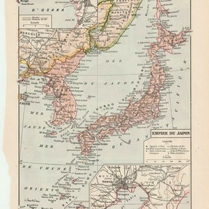 Carte du Japon Gravure originale ancienne 1920