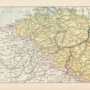 Carte de la Belgique Gravure originale ancienne 1920