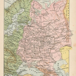 Carte de la Russie Gravure originale ancienne 1920