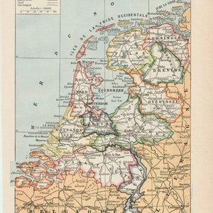 Carte des Pays Bas Gravure originale ancienne 1920