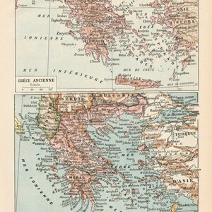 Karte von Griechenland Original alter Stich 1920