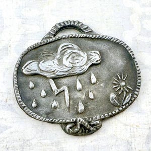 Vintage Pewter Weather / Storm Cloud Milagro - Ex Voto