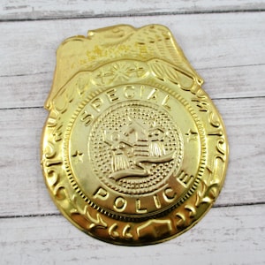 Vintage Tin Gold Toned Special Police Toy Badge