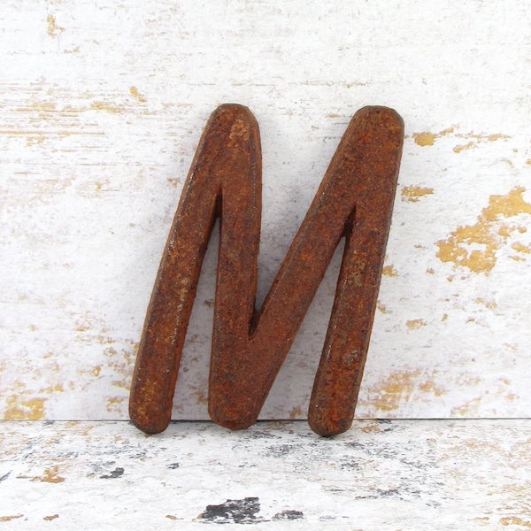 Vintage Rusty Cast Iron Letter M - 3 1/8" High