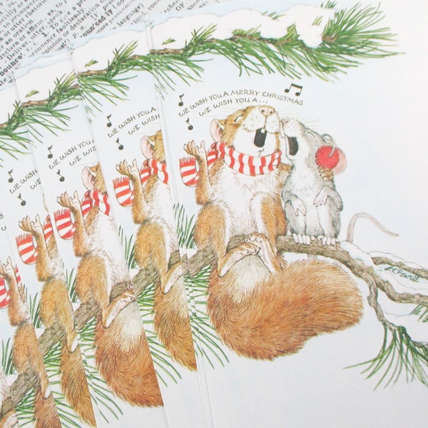 Vintage Current Christmas Just-A-Note Fold Over Notes and Stickers Set - Squirrel and Mouse