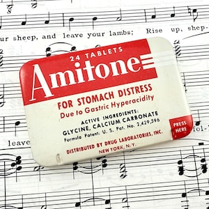Large Vintage Amitone Tablets Tin - For Stomach Distress