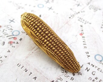 Vintage Gold Toned Ear of Corn Tie Clip / Bar