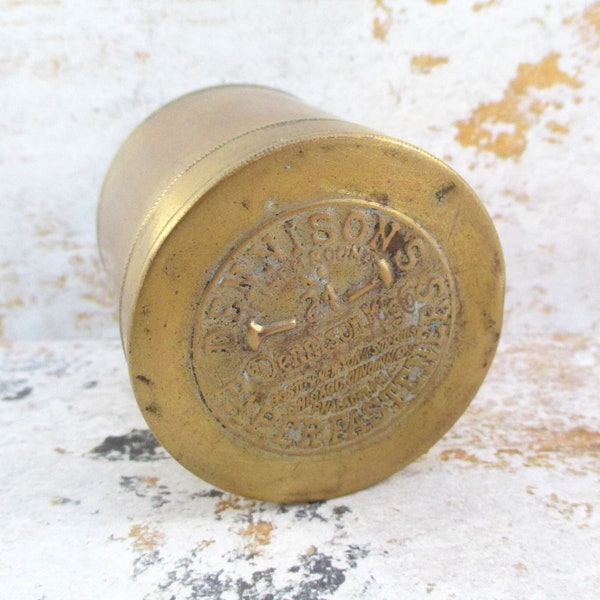 Vintage Brass Dennison's Paper Fasteners Tin - Empty