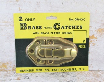 Pair of Vintage Brainerd Brass Plated Catches / Latches